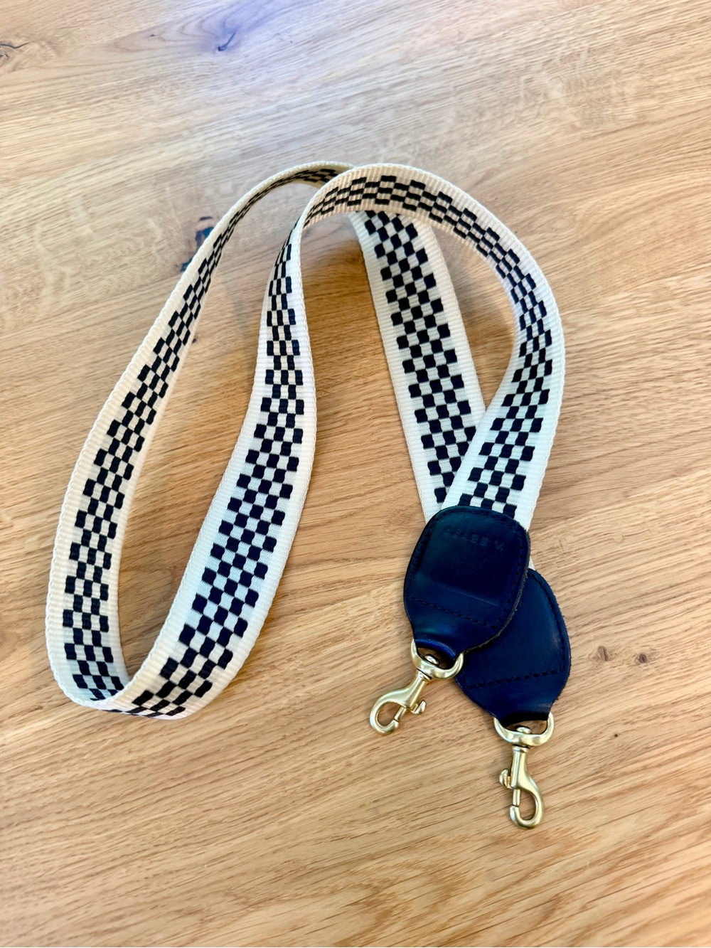 Clare V Checkerboard Black and Cream crossbody Bag Strap - Picture 3 of 5